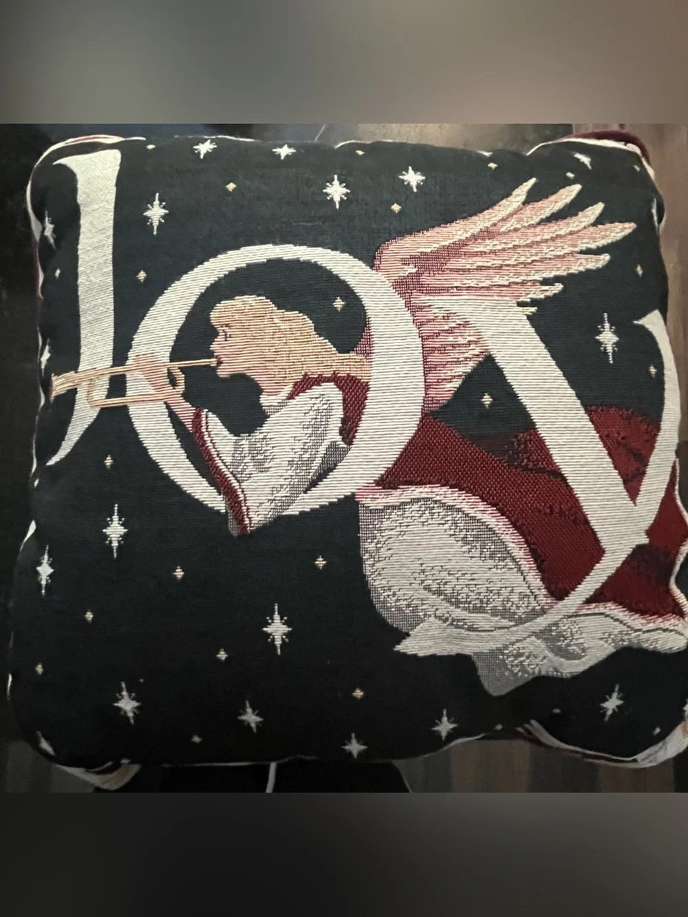 Portofino Angel Tapestry Throw Pillow Cherub Trumpet Decorative Pillow 18x18